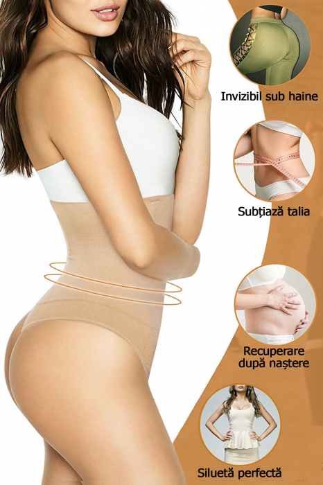 Lenjerie modelatoare cu talie inalta si chilot tanga [5]