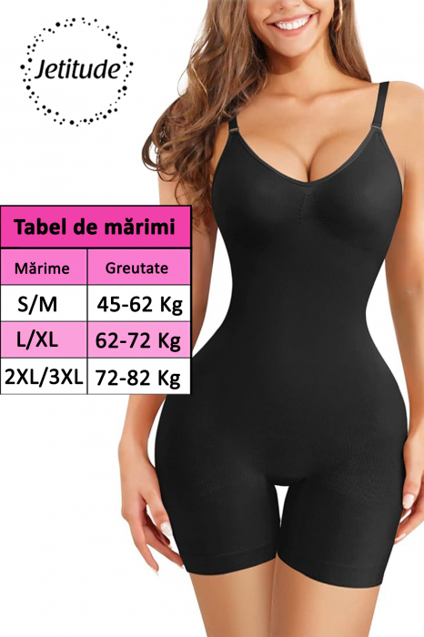 Salopeta Modelatoare Second Skin, cu Bretele Ajustabile, Negru [6]