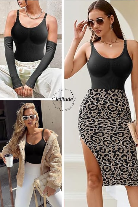 Salopeta Modelatoare Second Skin, cu Bretele Ajustabile, Negru [5]