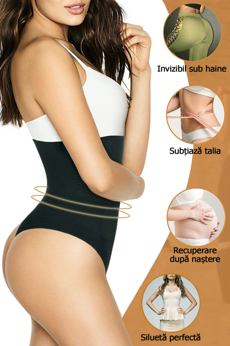 Lenjerie modelatoare cu talie inalta si chilot tanga [5]