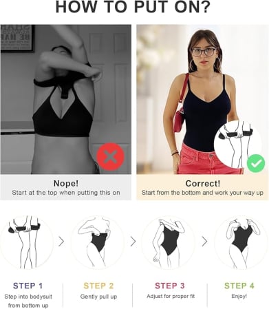 Body Modelator cu Efect de Compresie, din Material Respirabil si Elastic, Bretele Ajustabile, Tanga Negru [5]