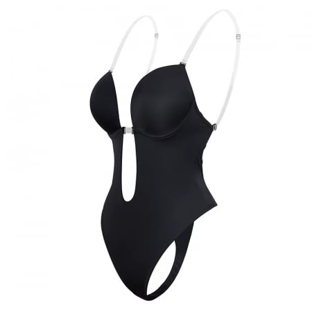 Body Modelator tanga cu  bretele transparente-Negru [3]