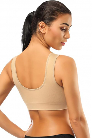 Bustiera Premium Jetitude™ din material confortabil, respirabil si elastic cu acoperiere completa, Bej [1]