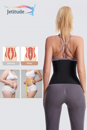 Centura abdominala tip banda elastica Jetitude pentru slabit si modelarea taliei, suport lombar, compresie abdominala, recuperare postpartum, negru [4]