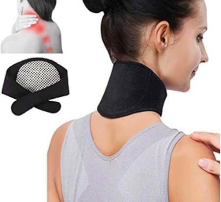 Accesorii sportive - Centura cervicala cu turmalina, ajustabila, neagra