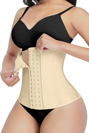 Produse - Corset Modelator din Latex cu 9 Tije, Grad de Compresie Mare, Bej
