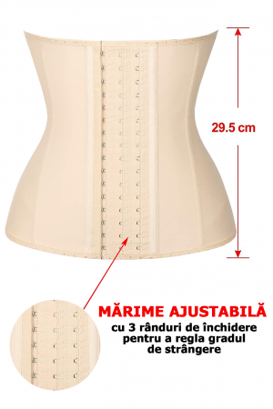 Corset Modelator din Latex cu 9 Tije, Grad de Compresie Mare, Bej [4]