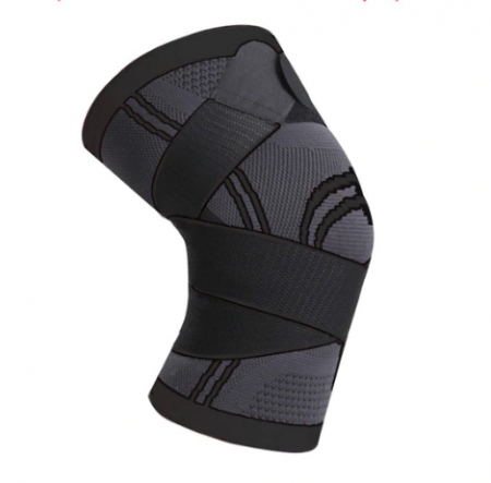 Accesorii sportive - Genunchiera elastica ajustabila cu bretele elastice Gri cu Negru