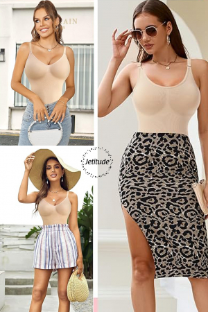 Salopeta Modelatoare Second Skin, cu Bretele Ajustabile, Bej [4]
