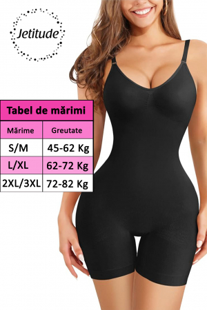 Salopeta Modelatoare Second Skin, cu Bretele Ajustabile, Negru [5]