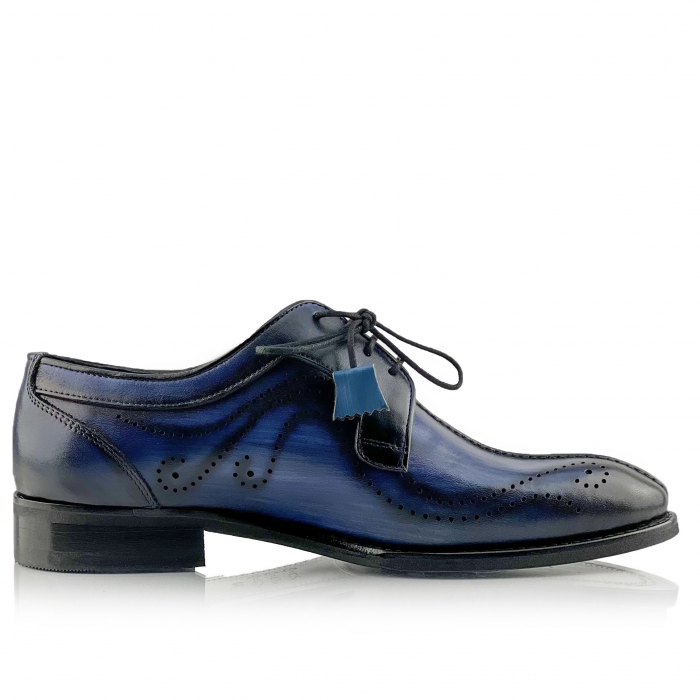 Pantofi eleganti handmade din piele - Davis Albastri [4]