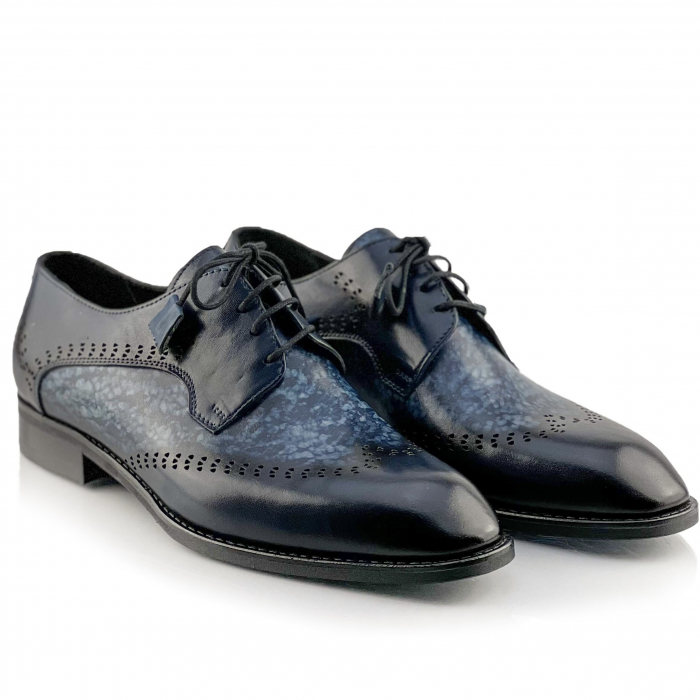 Pantofi eleganti handmade din piele - Edmondo Albastri [2]