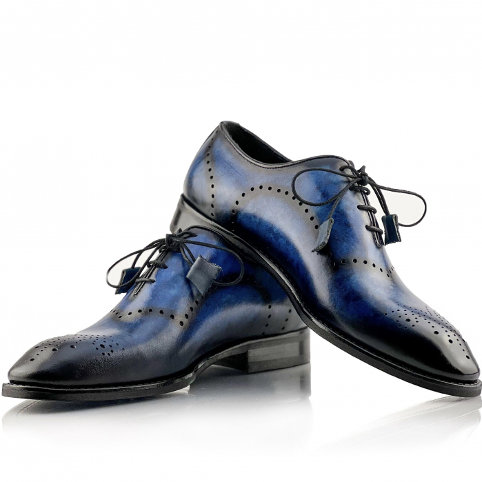 Pantofi eleganti handmade din piele - Vito Albastri [1]