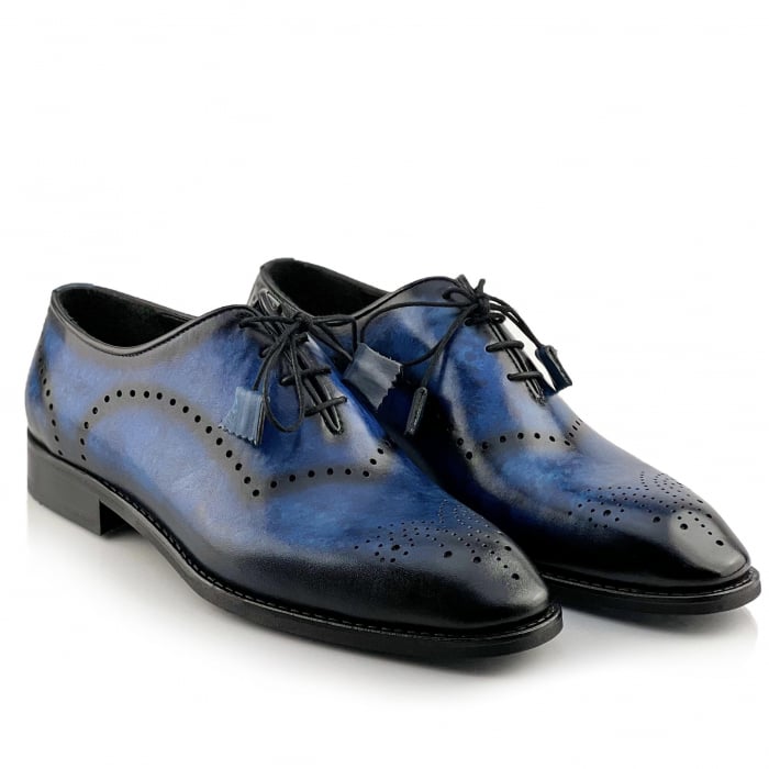 Pantofi eleganti handmade din piele - Vito Albastri [2]
