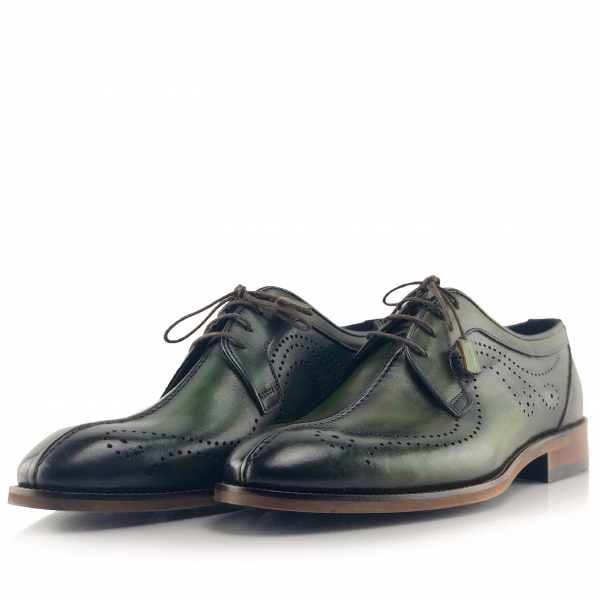 Pantofi eleganti handmade din piele - Davis verde [2]