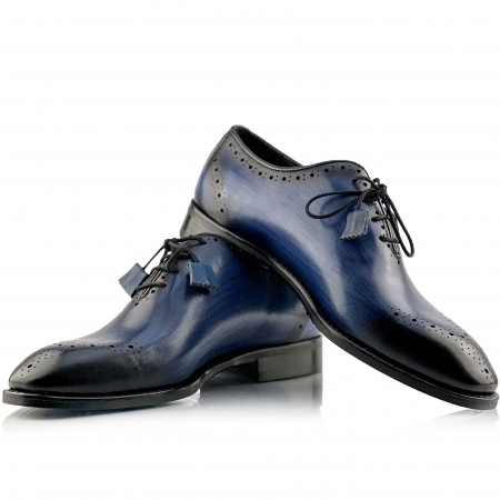 Pantofi eleganti handmade din piele - Alberto Albastri