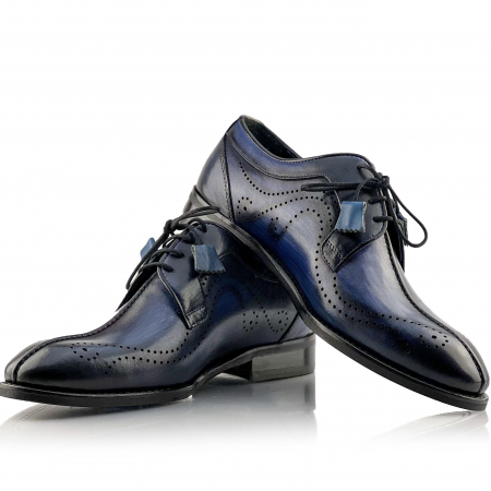 Pantofi eleganti handmade din piele - Davis Albastri [0]