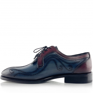 Pantofi eleganti handmade din piele - Davis albastru cu bordo [3]