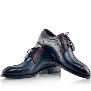 Pantofi eleganti handmade din piele - Davis albastru cu bordo [0]