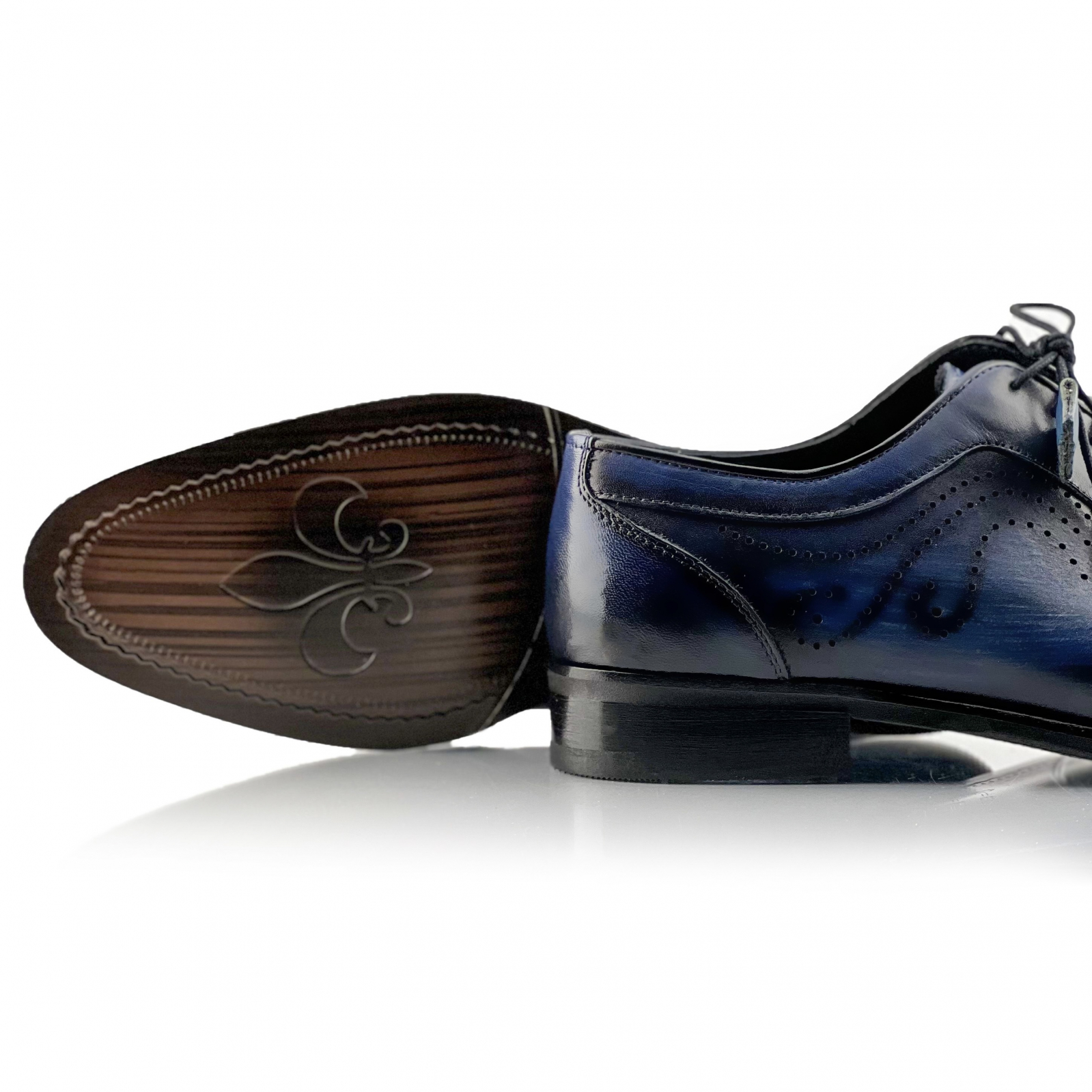 pop Mutton narrow Pantofi eleganti handmade din piele - Davis Albastri