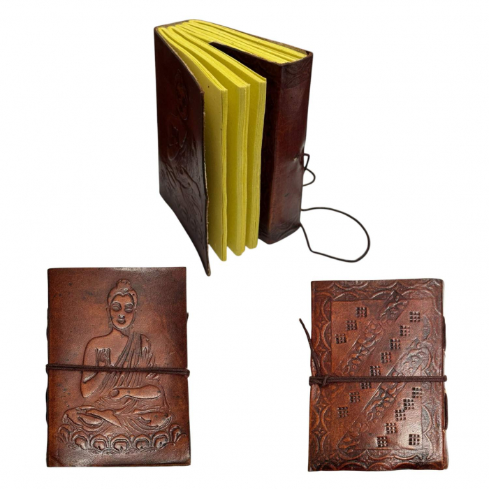 Agenda-Jurnal BUDDHA, Coperta Piele Ecologica, 100 File, 13x10x2 cm [4]
