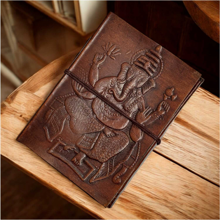 Agenda-Jurnal GANESHA, Coperta Piele Ecologica, 100 File, 13x10x2 cm [2]