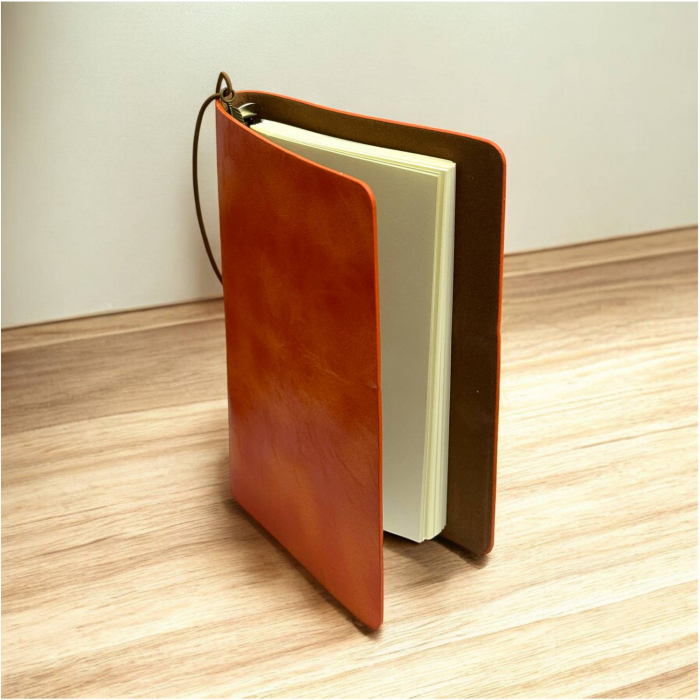 Agenda Orange-Leaf,  Coperta din Piele Ecologica, 80 File, 19x13 cm [2]