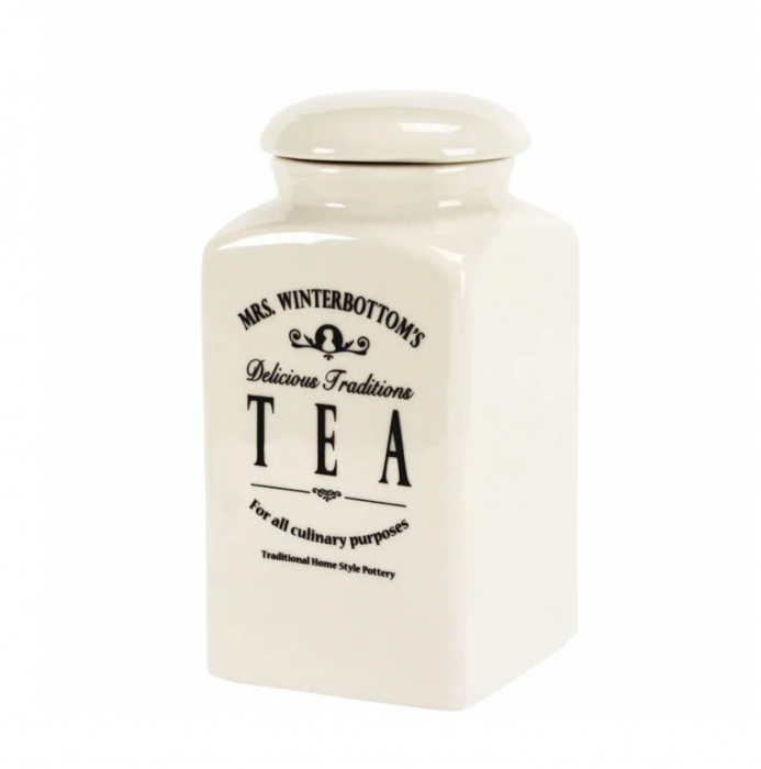Borcan din Ceramica cu capac, TEA, Crem, 20 x 10 cm [2]