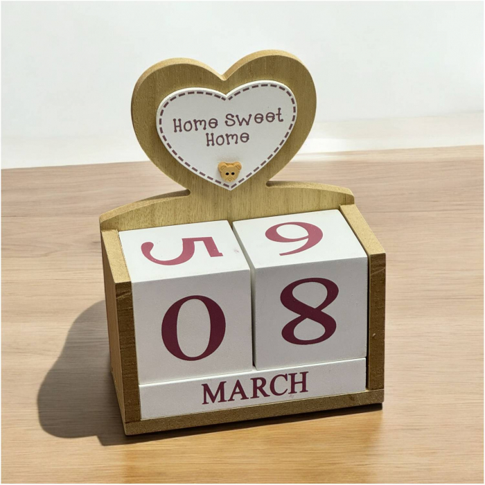 Calendar decorativ din Lemn, SWEET HOME – 14 x 7 x 18 cm [3]