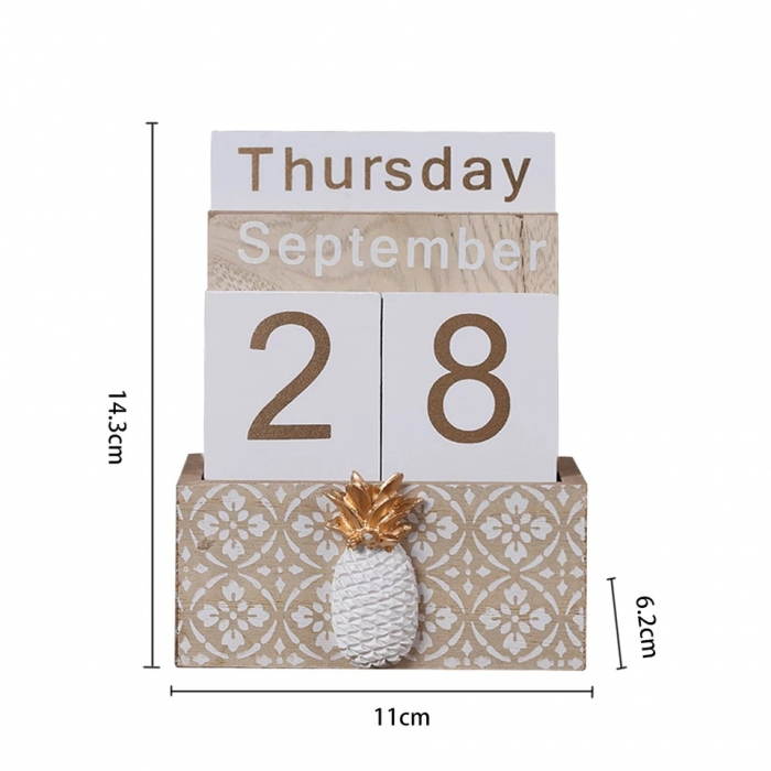 Calendar din Lemn, 11 x 6 x 14 cm, Ananas [4]