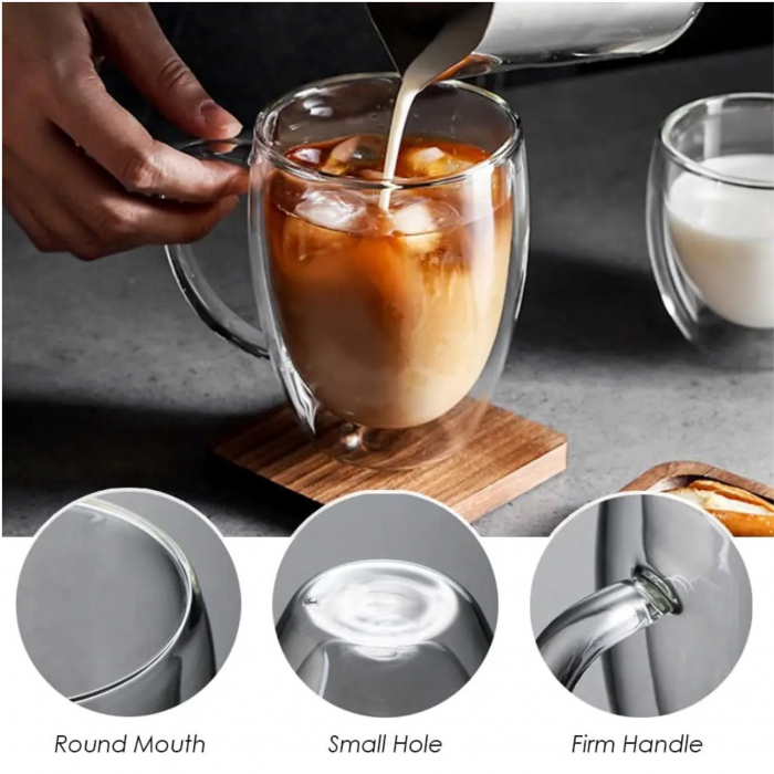 Cana 450 ml din Sticla Borosilicata cu Perete Dublu [4]