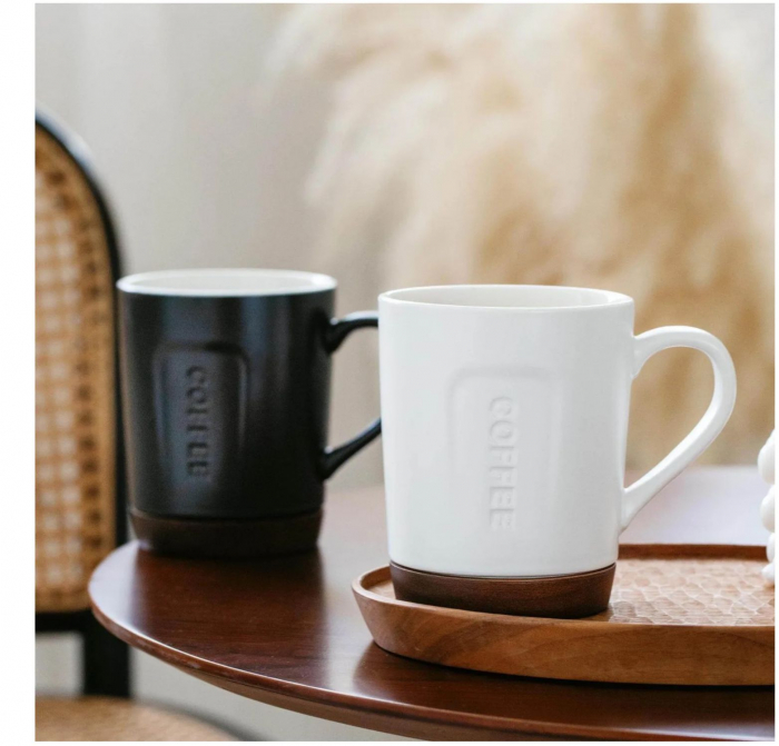 Cana Ceramica cu baza din lemn, COFFEE 400 ml [3]