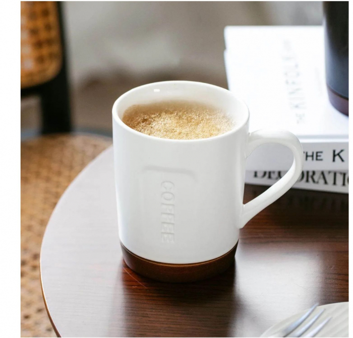 Cana Ceramica cu baza din lemn, COFFEE 400 ml [2]