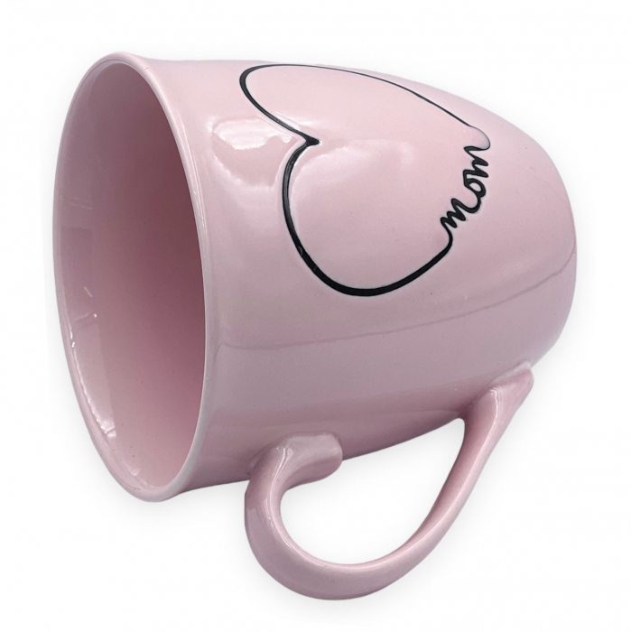 Cana Ceramica 550 ml, 11x12 cm, LOVE, PINK [3]