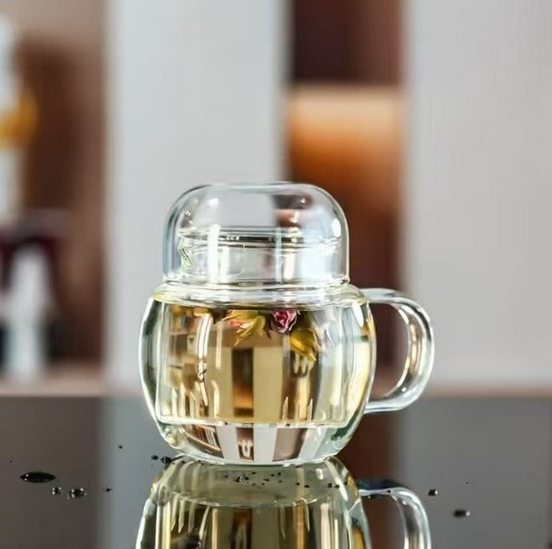 Cana cu infuzor pentru ceai 250 ml, sticla borosilicata, capac tip cupa [2]