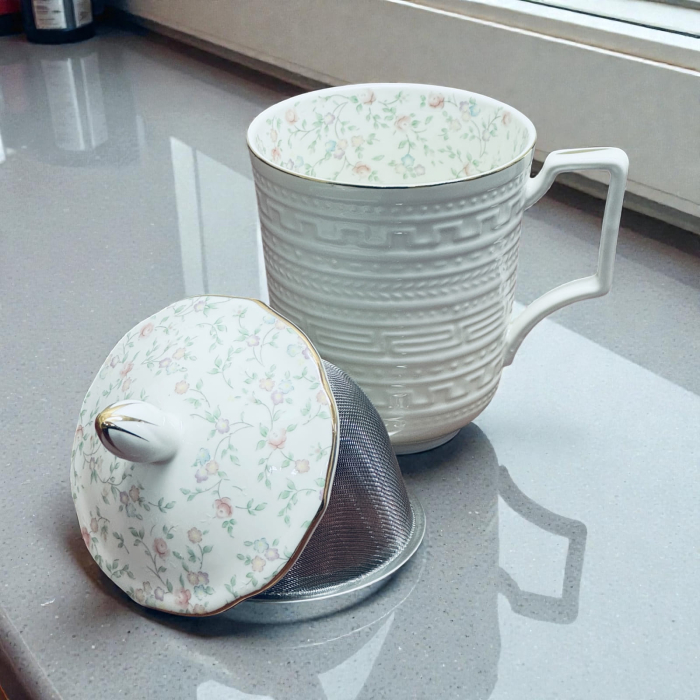 Cana din Portelan fosfatic cu infuzor metalic, FLOWERS, 350 ml [2]