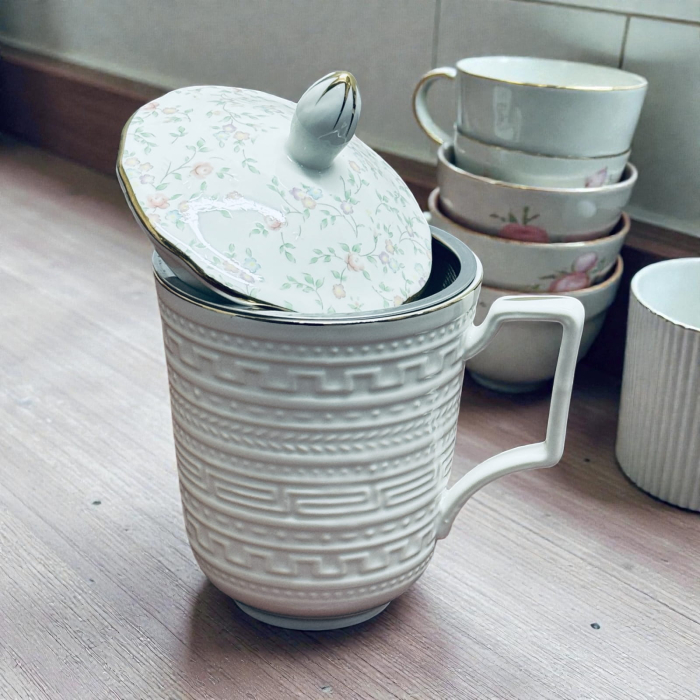 Cana din Portelan fosfatic cu infuzor metalic, FLOWERS, 350 ml [3]