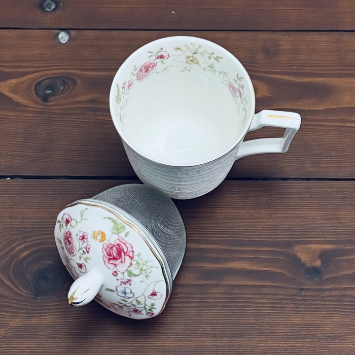 Cana din Portelan fosfatic cu infuzor metalic, ROSE, 350 ml [3]