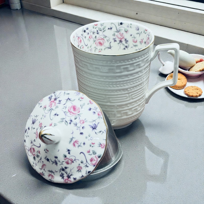 Cana din Portelan fosfatic cu infuzor metalic, ROMANCE, 350 ml [3]