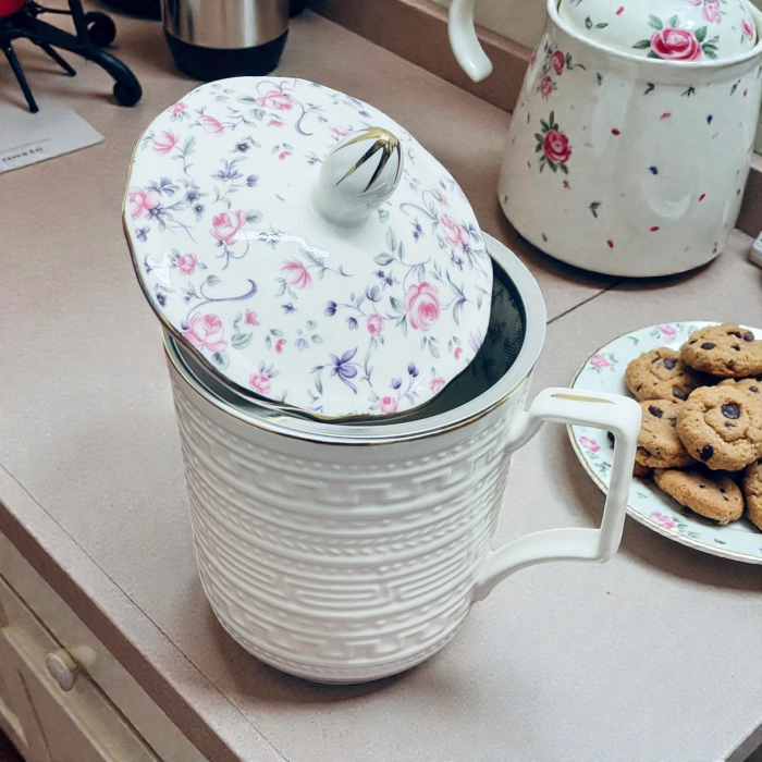 Cana din Portelan fosfatic cu infuzor metalic, ROMANCE, 350 ml [2]