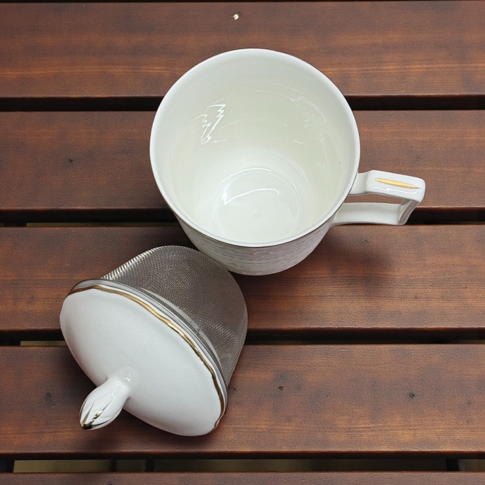 Cana din Portelan fosfatic cu infuzor metalic, SIMPLE, 350 ml [2]