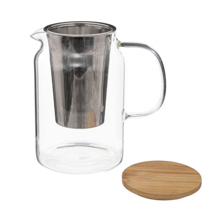 Ceainic din sticla termorezistenta, infuzor metalic si capac, 900 ML [2]