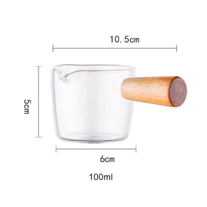 Canita pentru lapte, topping si sosuri, sticla si lemn, 100 ml [9]