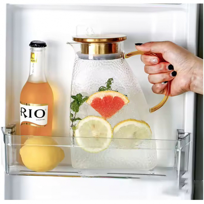 Carafa din sticla borosilicata cu capac din Inox, SQUARE, 1400 ml, 9x13x20 cm [5]