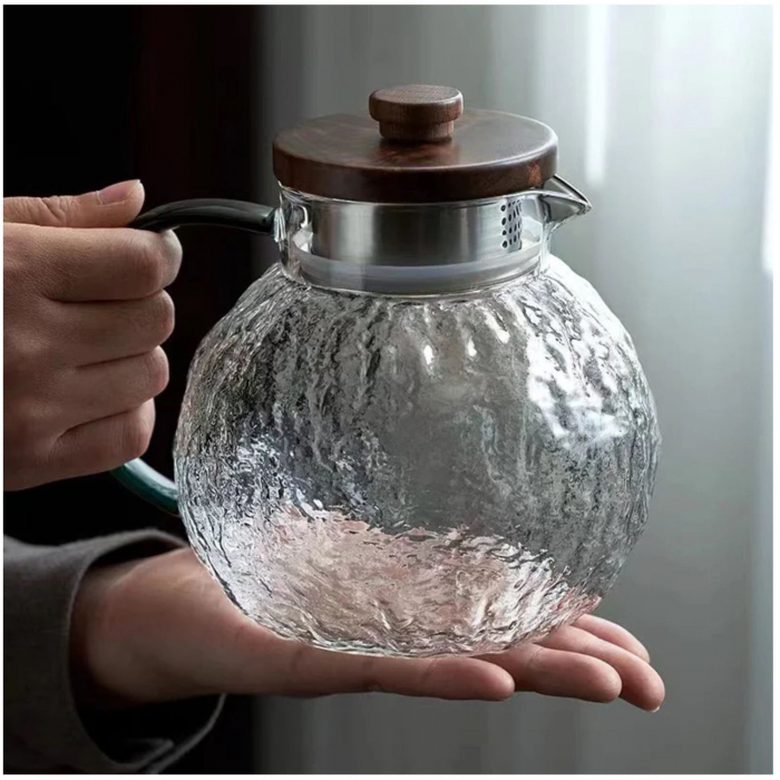 Carafa din sticla borosilicata si capac din Lemn, RASHA, 1.3L [3]