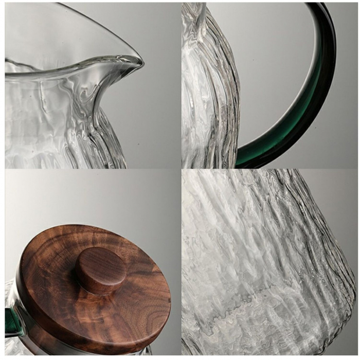 Carafa din sticla borosilicata si capac din Lemn, RASHA, 1.3L [6]