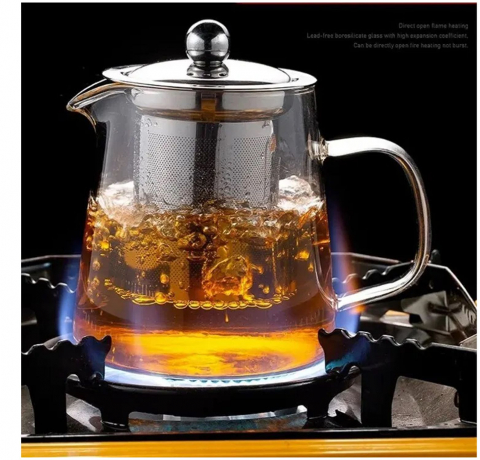 Ceainic 1300 ml CLARICE, sticla borosilicata cu infuzor si capac metalic [2]