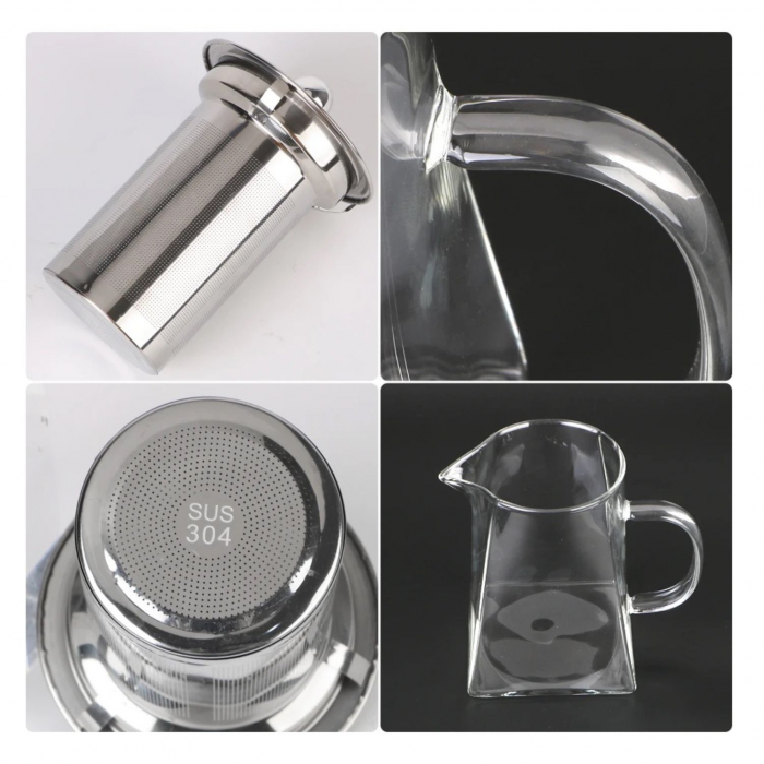 Ceainic 950 ml CLARK, sticla borosilicata cu infuzor si capac metalic [3]