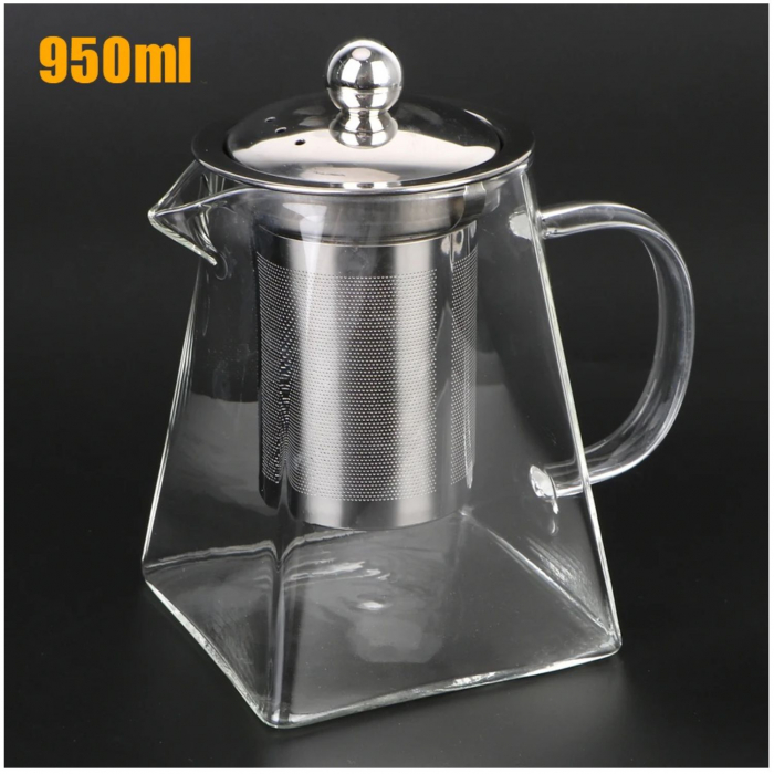 Ceainic 950 ml CLARK, sticla borosilicata cu infuzor si capac metalic [2]