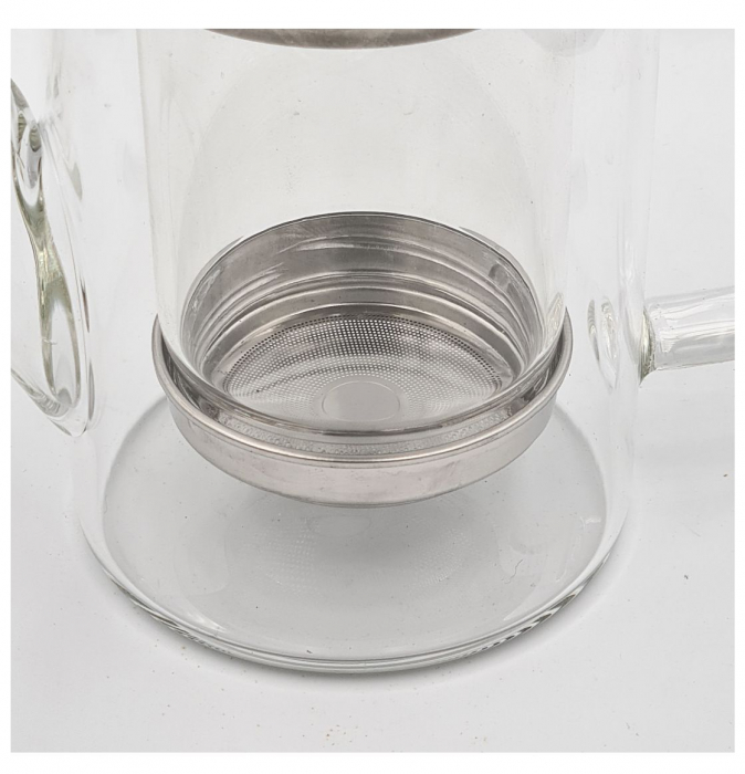 Ceainic din Sticla cu infuzor si capac metalic, 600 ml [2]